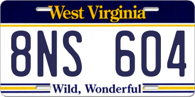 WV license plate 8NS604