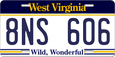 WV license plate 8NS606