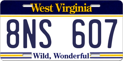 WV license plate 8NS607