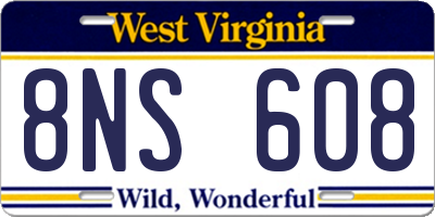 WV license plate 8NS608