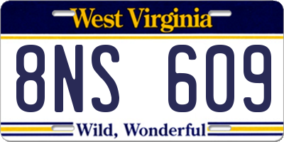 WV license plate 8NS609