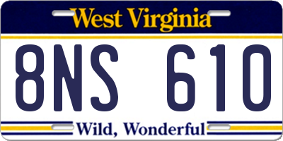 WV license plate 8NS610