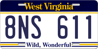 WV license plate 8NS611