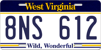 WV license plate 8NS612