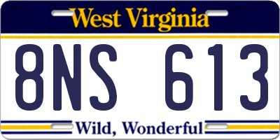 WV license plate 8NS613