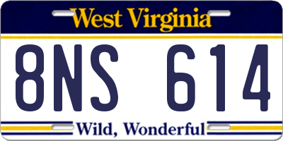 WV license plate 8NS614
