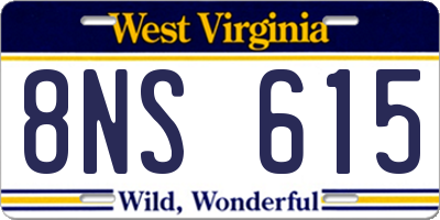 WV license plate 8NS615