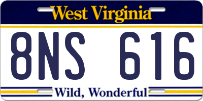 WV license plate 8NS616