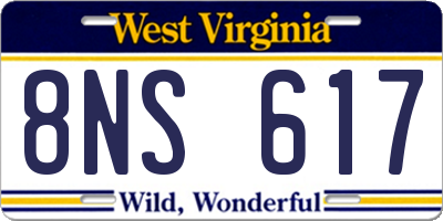 WV license plate 8NS617