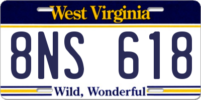 WV license plate 8NS618