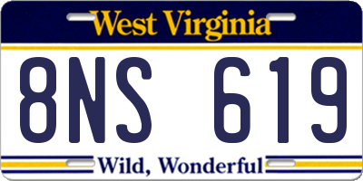 WV license plate 8NS619