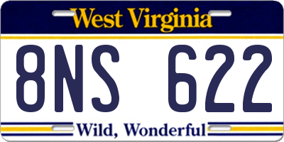 WV license plate 8NS622