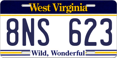 WV license plate 8NS623