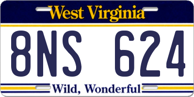 WV license plate 8NS624