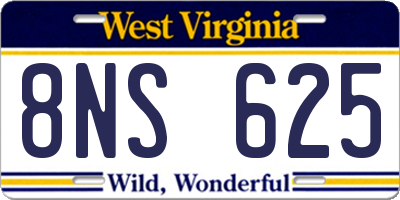WV license plate 8NS625