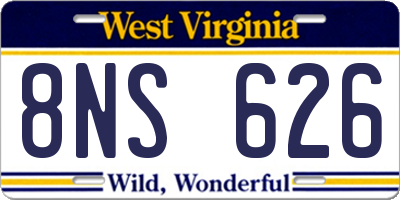 WV license plate 8NS626