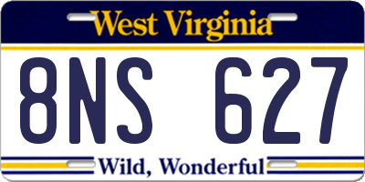 WV license plate 8NS627