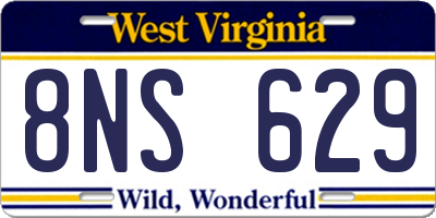 WV license plate 8NS629