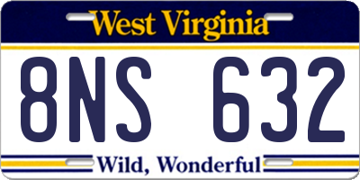 WV license plate 8NS632