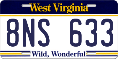 WV license plate 8NS633