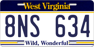 WV license plate 8NS634