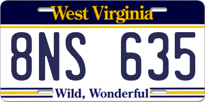 WV license plate 8NS635