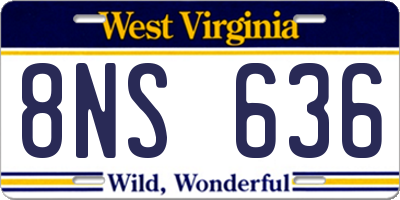WV license plate 8NS636