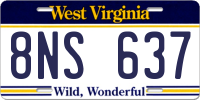 WV license plate 8NS637