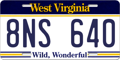 WV license plate 8NS640