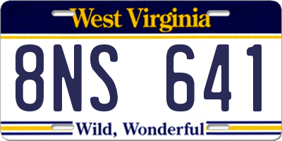WV license plate 8NS641