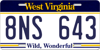 WV license plate 8NS643