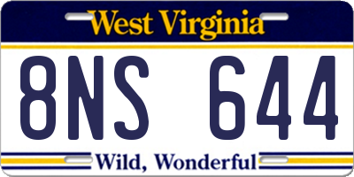 WV license plate 8NS644