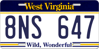WV license plate 8NS647