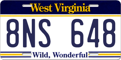 WV license plate 8NS648