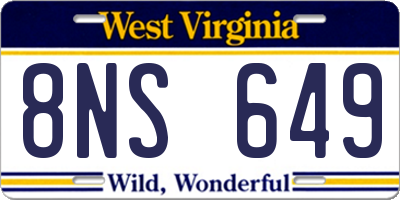 WV license plate 8NS649
