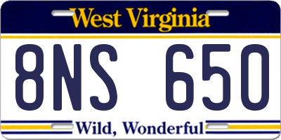 WV license plate 8NS650