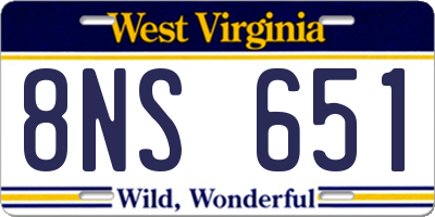 WV license plate 8NS651