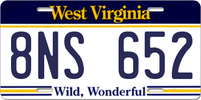 WV license plate 8NS652