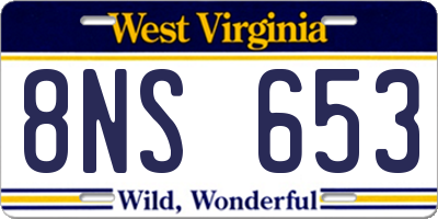 WV license plate 8NS653
