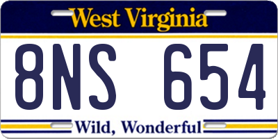 WV license plate 8NS654