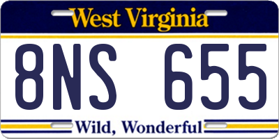 WV license plate 8NS655