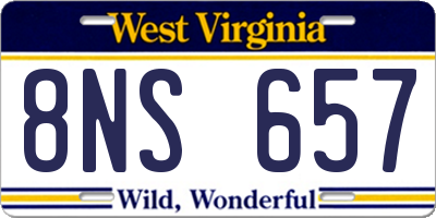 WV license plate 8NS657