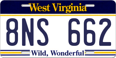 WV license plate 8NS662