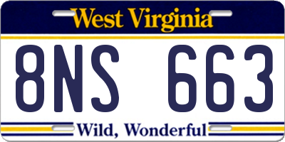 WV license plate 8NS663