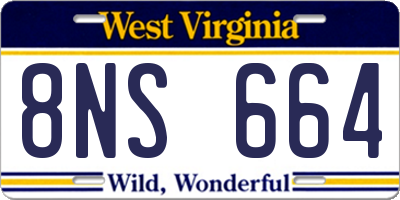 WV license plate 8NS664