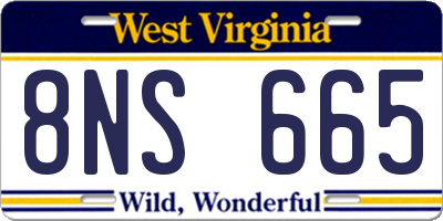 WV license plate 8NS665