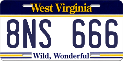 WV license plate 8NS666