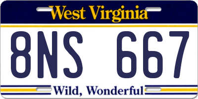 WV license plate 8NS667
