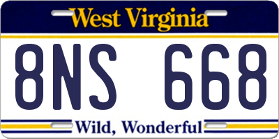 WV license plate 8NS668