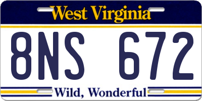 WV license plate 8NS672